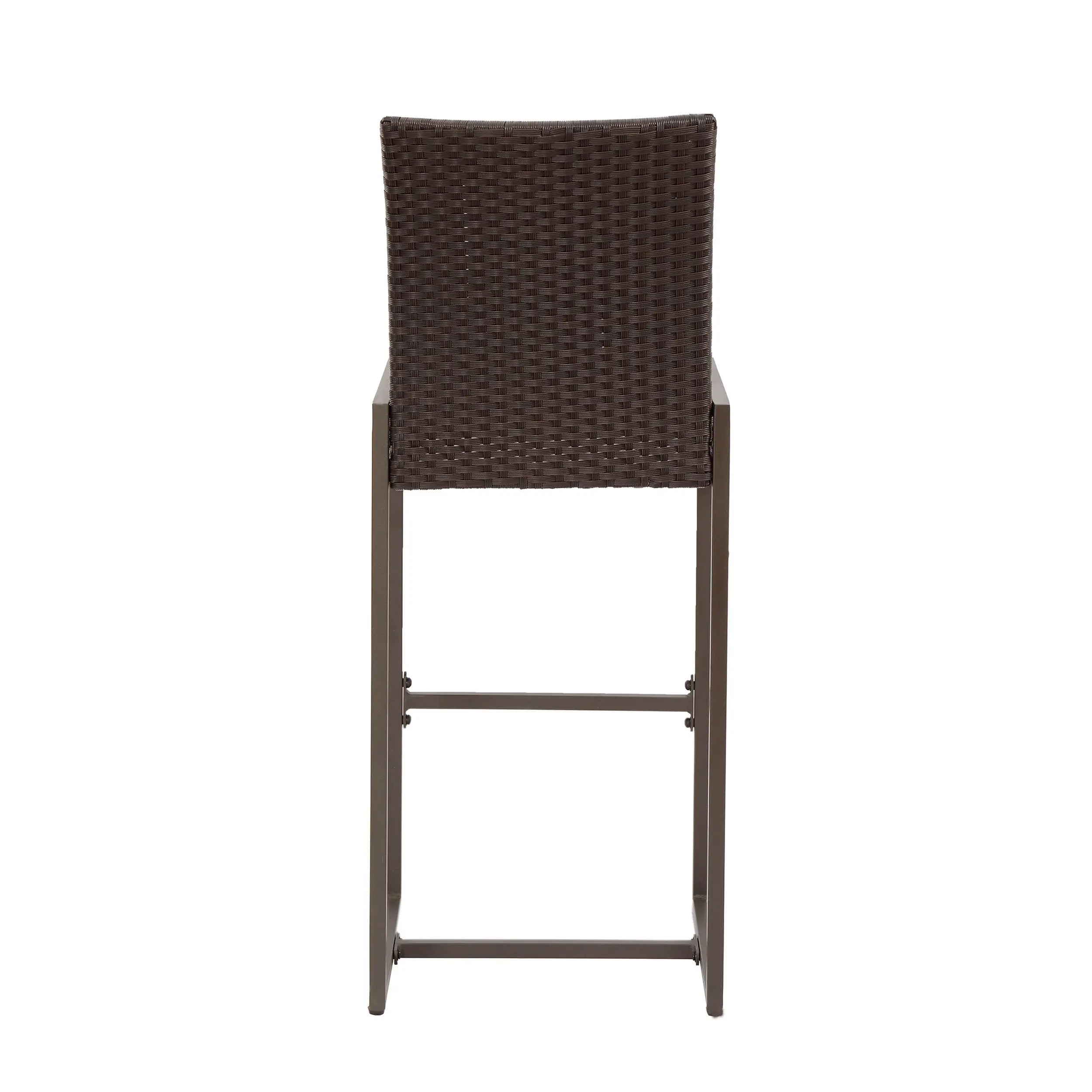 Set of Two 30" Gray and Dark Brown Iron Outdoor Bar Height Chairs Homeroots Outdoor