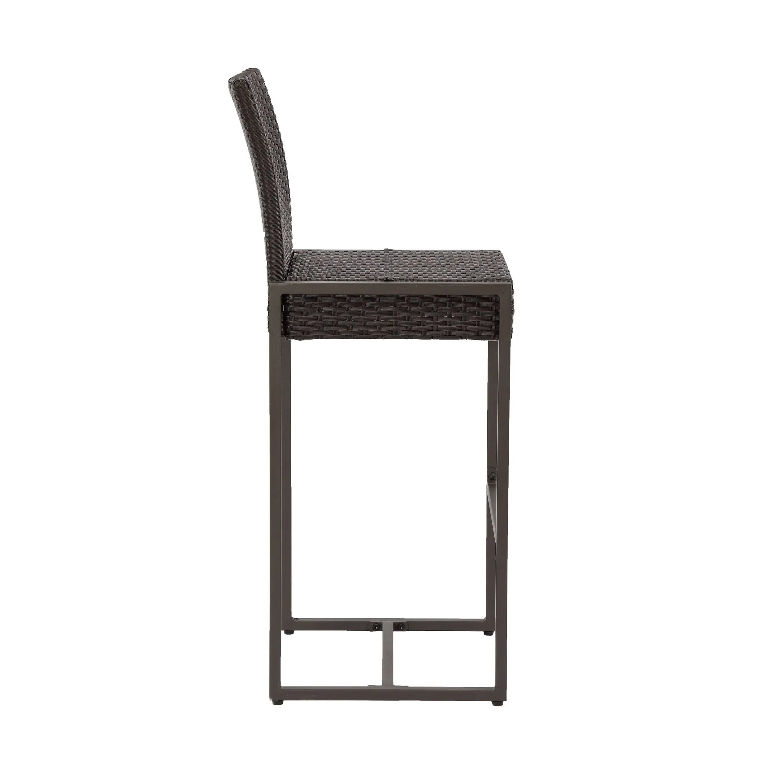 Set of Two 30" Gray and Dark Brown Iron Outdoor Bar Height Chairs Homeroots Outdoor