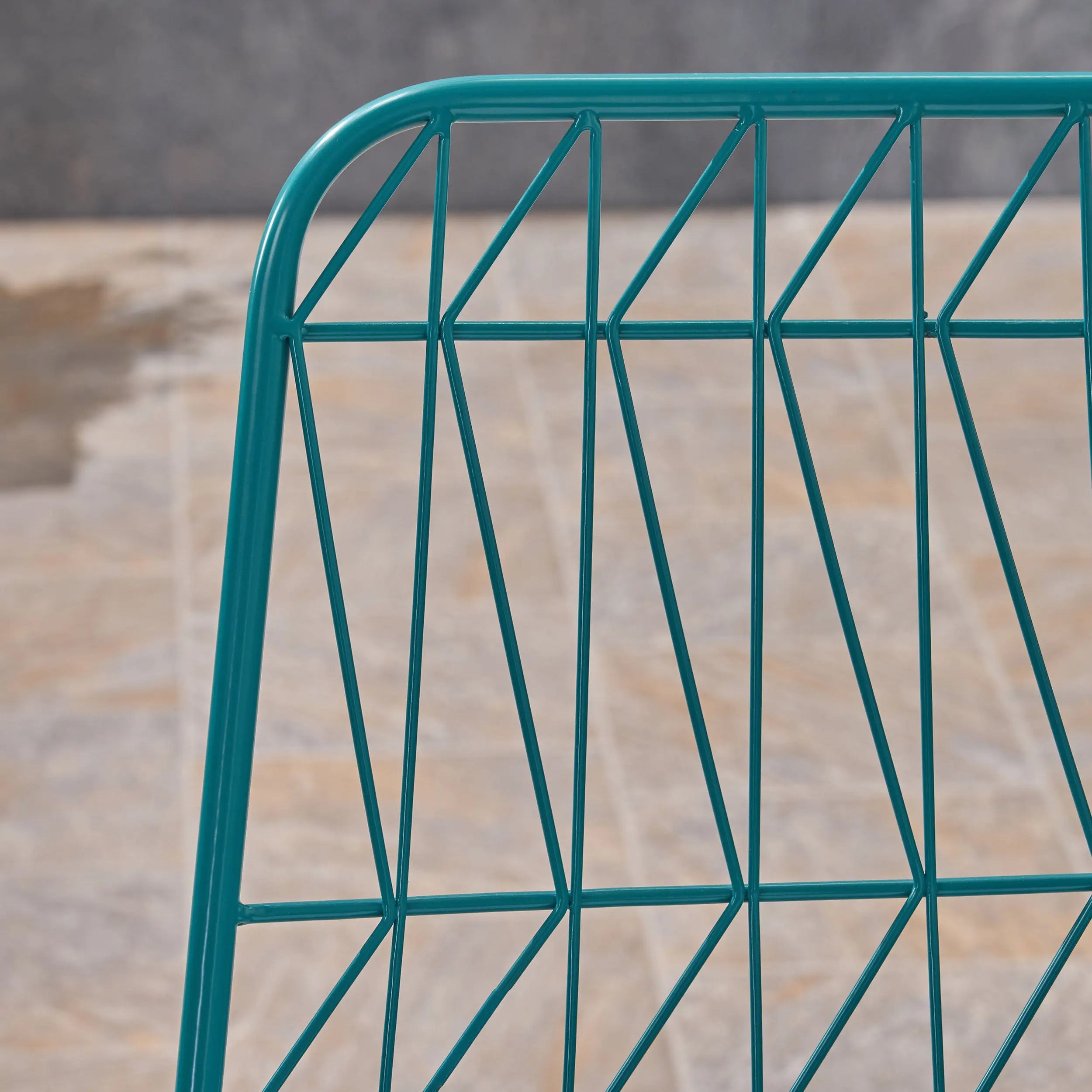 Set of Two 30" Teal Blue Iron Outdoor Bar Height Chairs Homeroots Outdoor