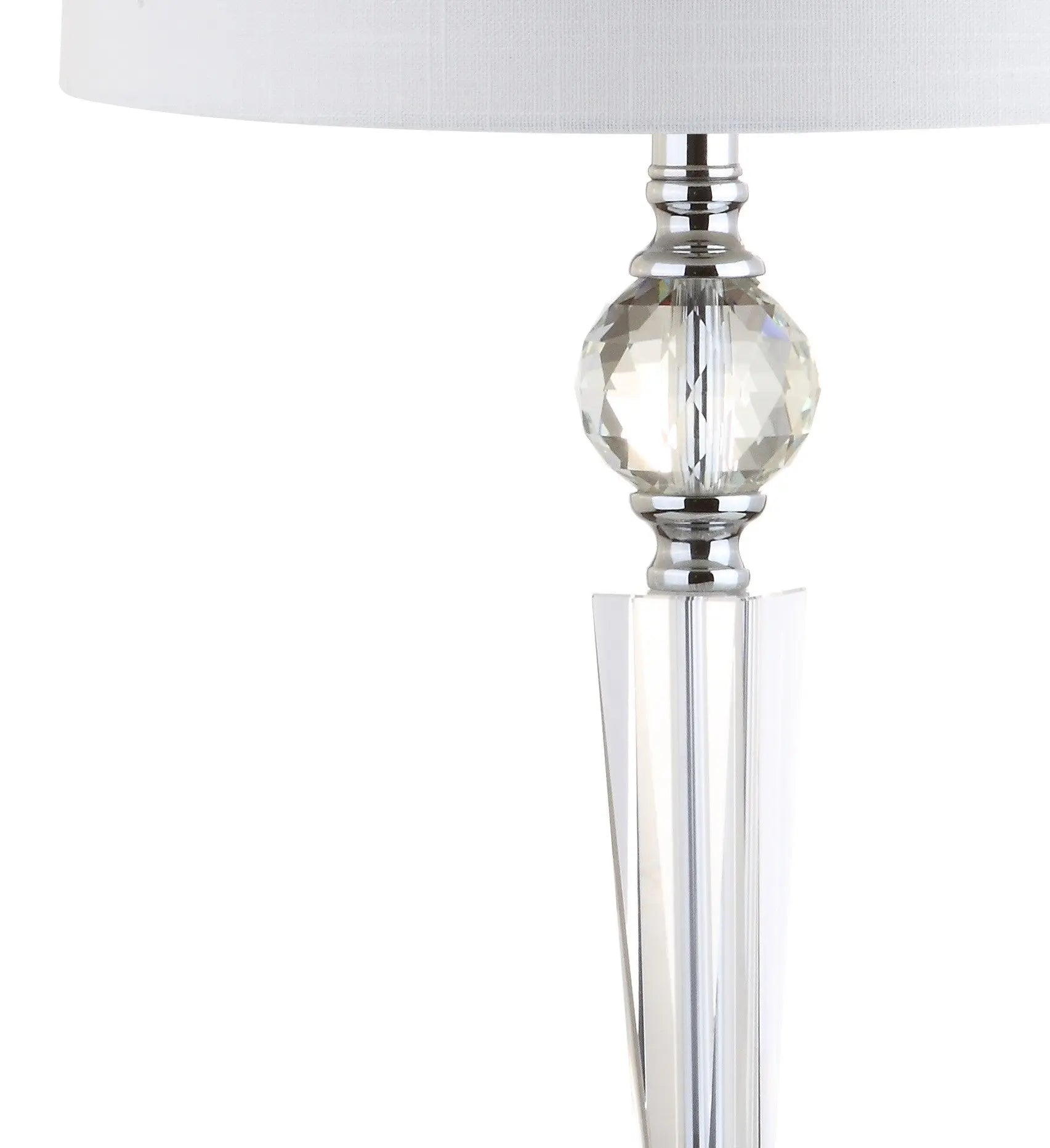 Set of Two 31" Clear And Silver Table Lamps With Drum Shades Homeroots Lighting