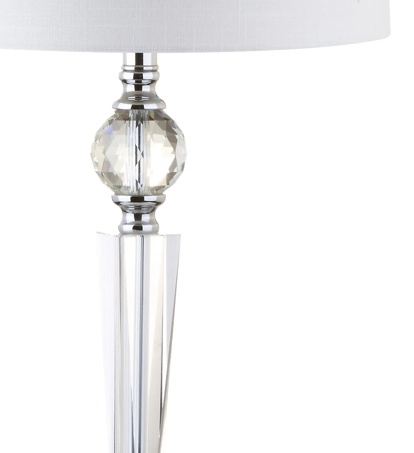 Set of Two 31" Clear And Silver Table Lamps With Drum Shades Homeroots Lighting