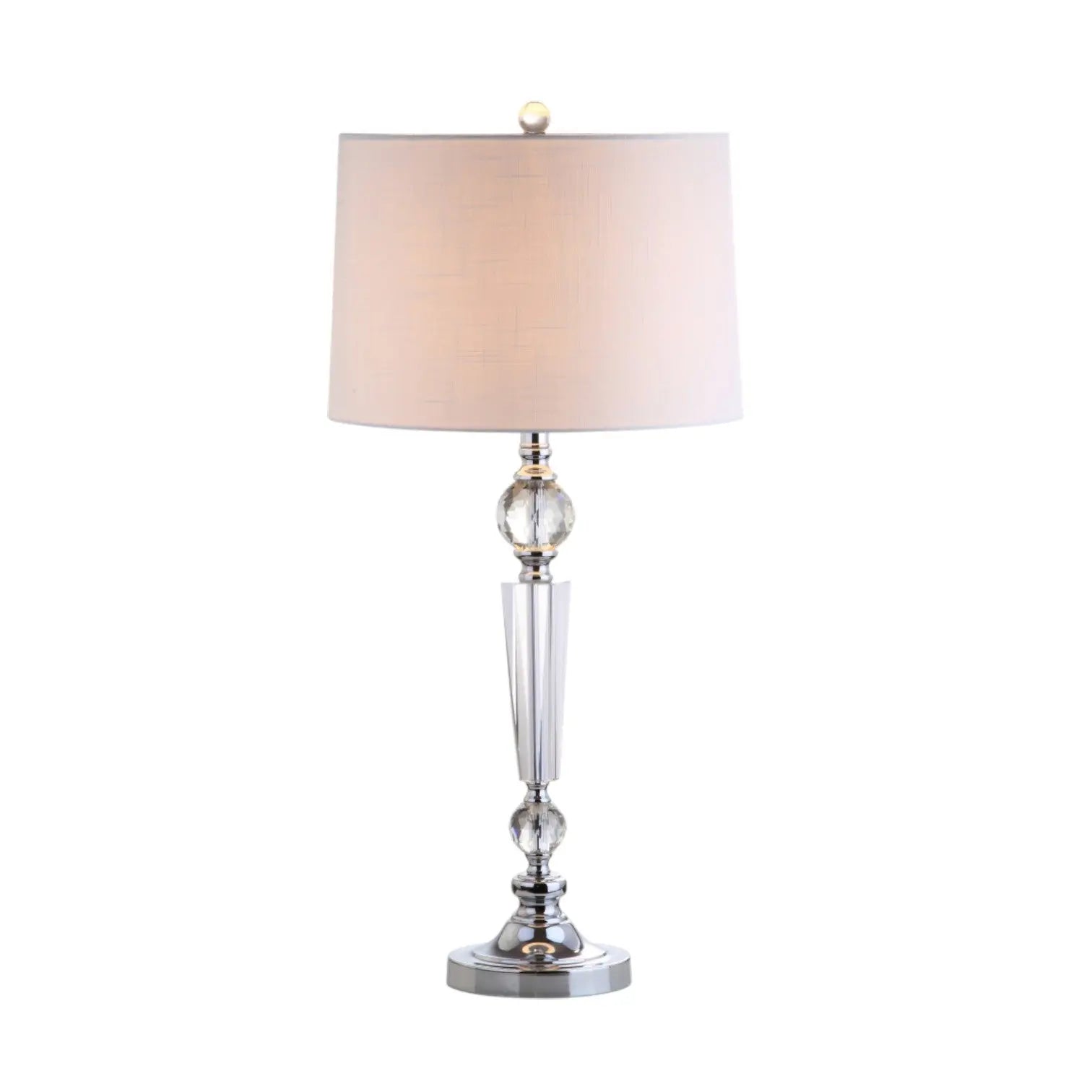 Set of Two 31" Clear And Silver Table Lamps With Drum Shades Homeroots Lighting