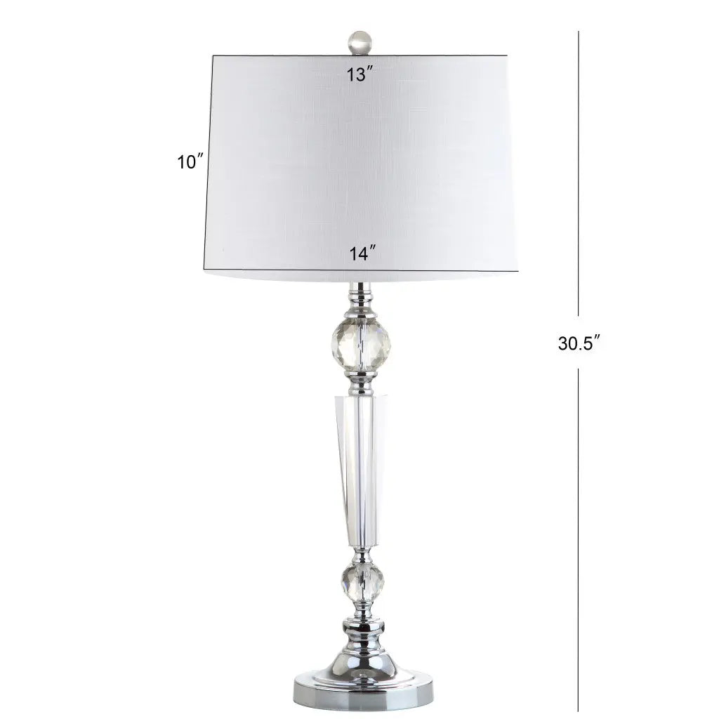 Set of Two 31" Clear And Silver Table Lamps With Drum Shades Homeroots Lighting