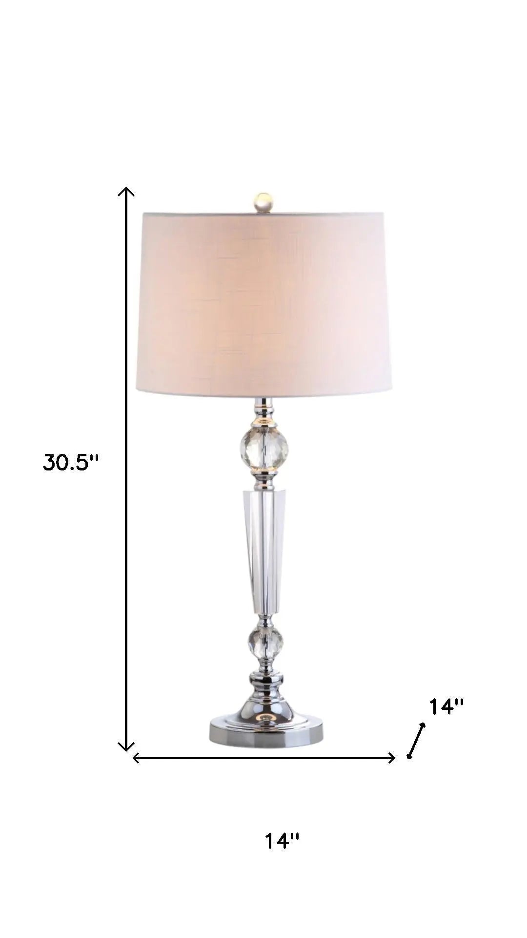 Set of Two 31" Clear And Silver Table Lamps With Drum Shades Homeroots Lighting
