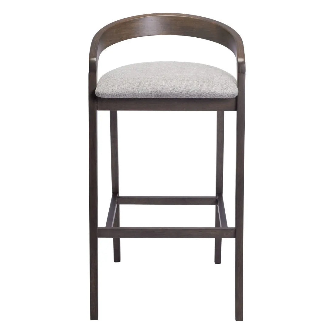 Set of Two 31" Gray and Espresso Fabric and Solid Wood Low Back Bar Height Bar Chairs Homeroots Living Room