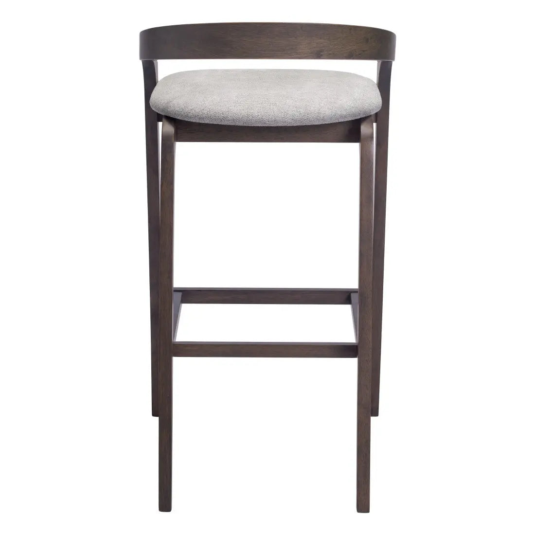 Set of Two 31" Gray and Espresso Fabric and Solid Wood Low Back Bar Height Bar Chairs Homeroots Living Room
