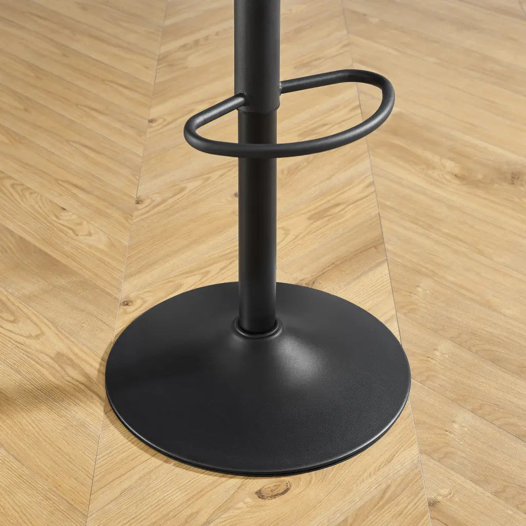 Set of Two 32" Black Faux Leather And Steel Swivel Low Back Adjustable Height Bar Chairs Homeroots Living Room