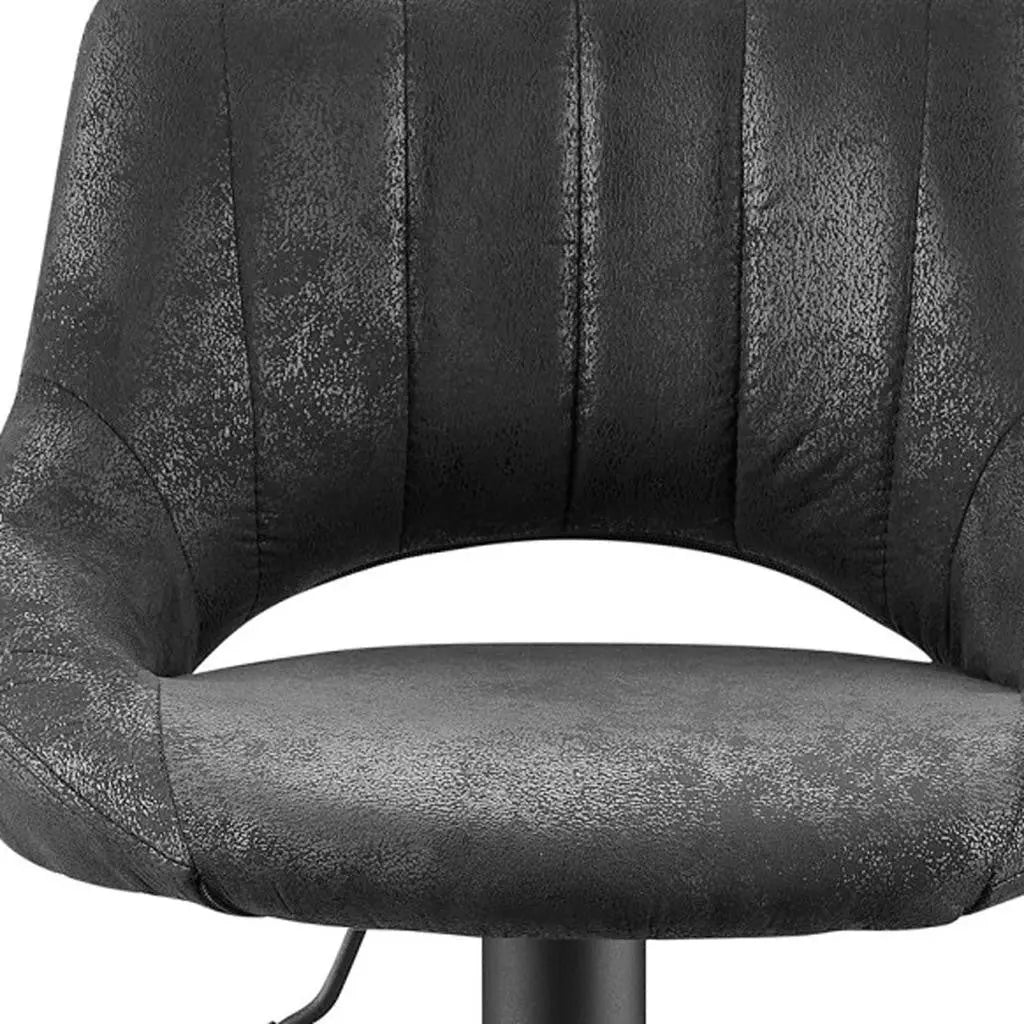 Set of Two 32" Black Faux Leather And Steel Swivel Low Back Adjustable Height Bar Chairs Homeroots Living Room