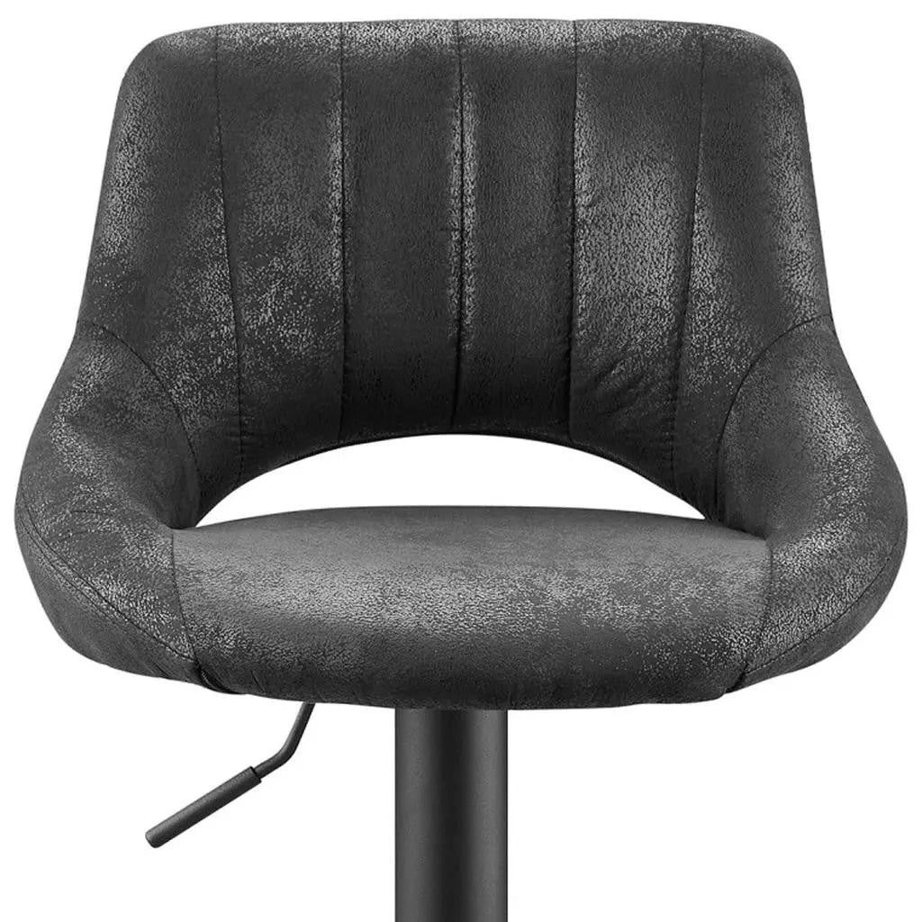 Set of Two 32" Black Faux Leather And Steel Swivel Low Back Adjustable Height Bar Chairs Homeroots Living Room