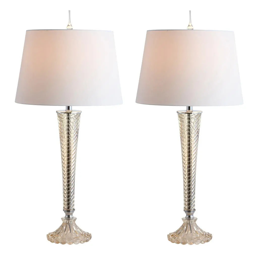 Set of Two 32" Champagne Urn Buffet Lamps With Globe Shades Homeroots Lighting