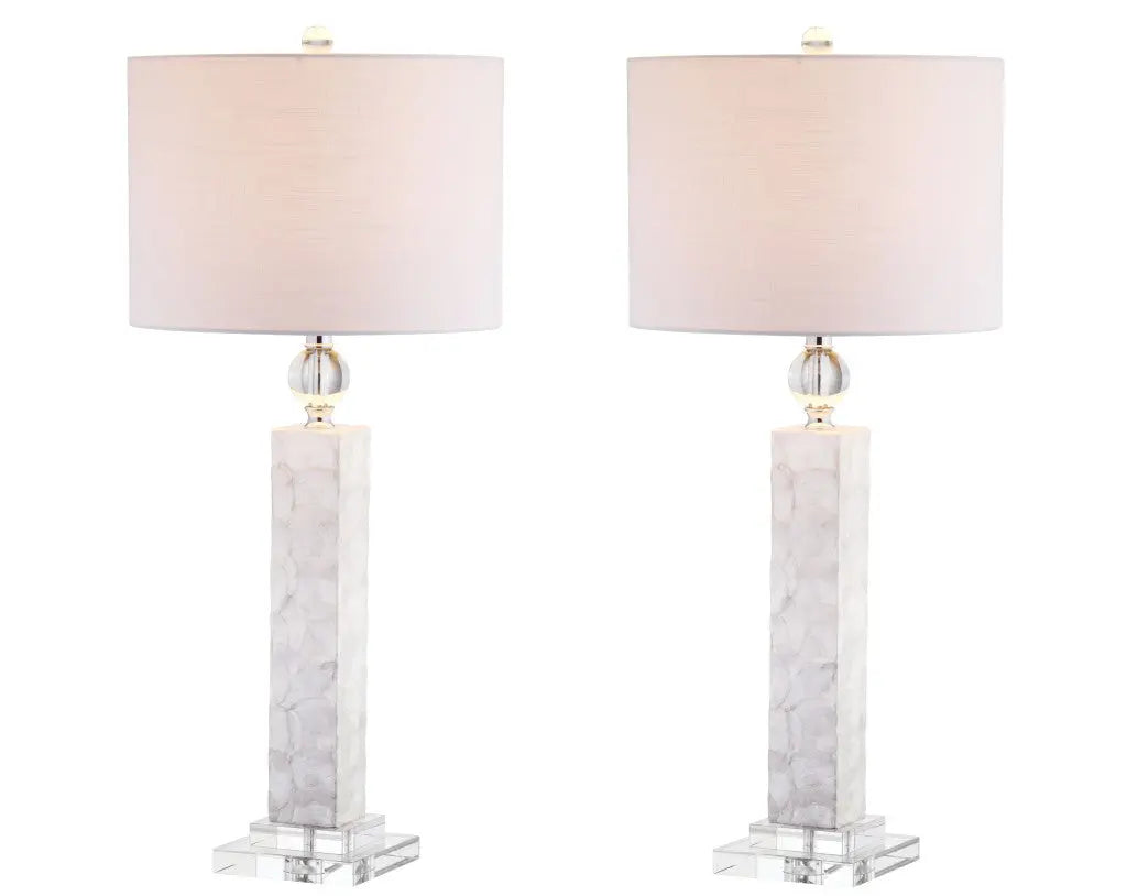 Set of Two 32" Clear Novelty Table Lamps With Drum Shades Homeroots Lighting