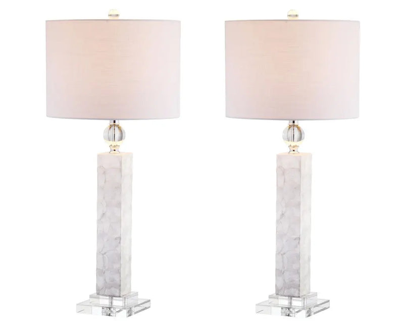 Set of Two 32" Clear Novelty Table Lamps With Drum Shades Homeroots Lighting