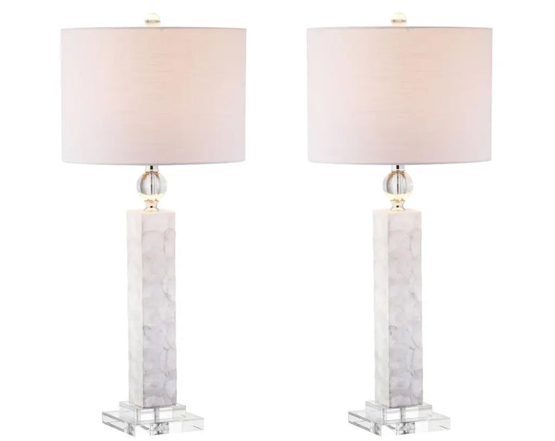 Set of Two 32" Clear Novelty Table Lamps With Drum Shades Homeroots Lighting