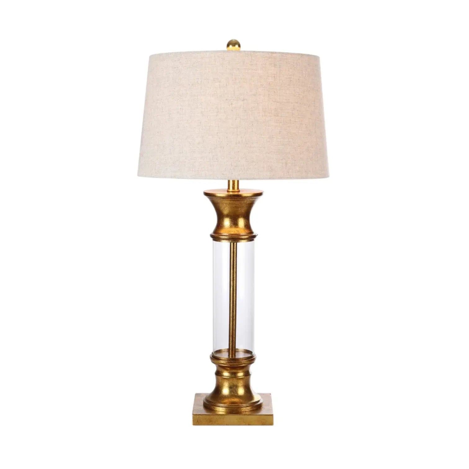 Set of Two 32" Gold Novelty Table Lamps With Drum Shades Homeroots Lighting