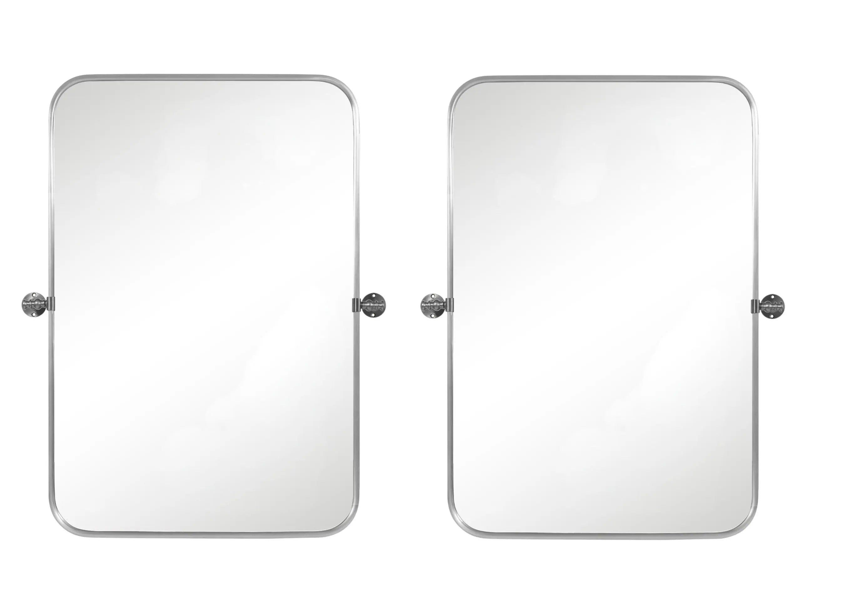 Set of Two 32" Silver Metal Framed Accent Mirrors Homeroots Bed & Bath