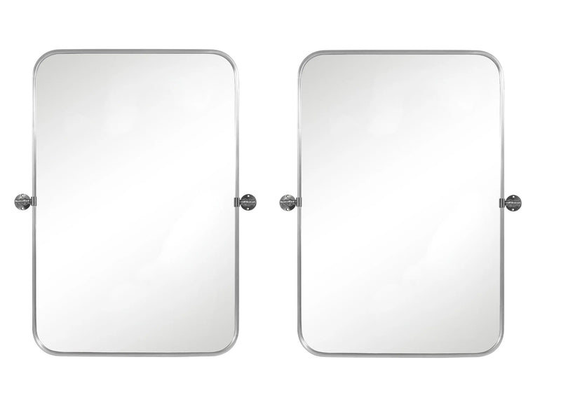Set of Two 32" Silver Metal Framed Accent Mirrors Homeroots Bed & Bath