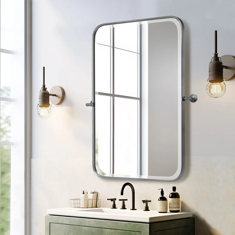 Set of Two 32" Silver Metal Framed Accent Mirrors Homeroots Bed & Bath