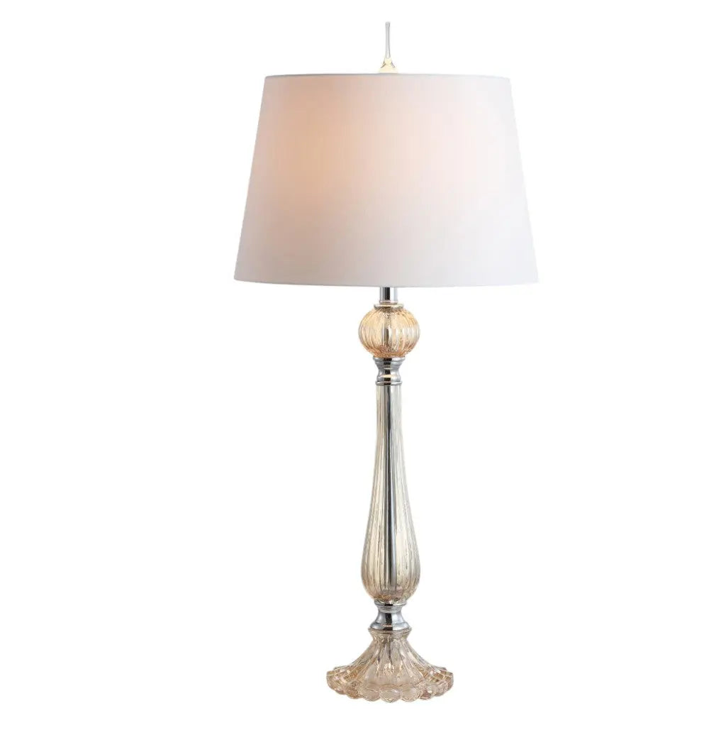 Set of Two 33" Champagne Novelty Table Lamps With Globe Shades Homeroots Lighting