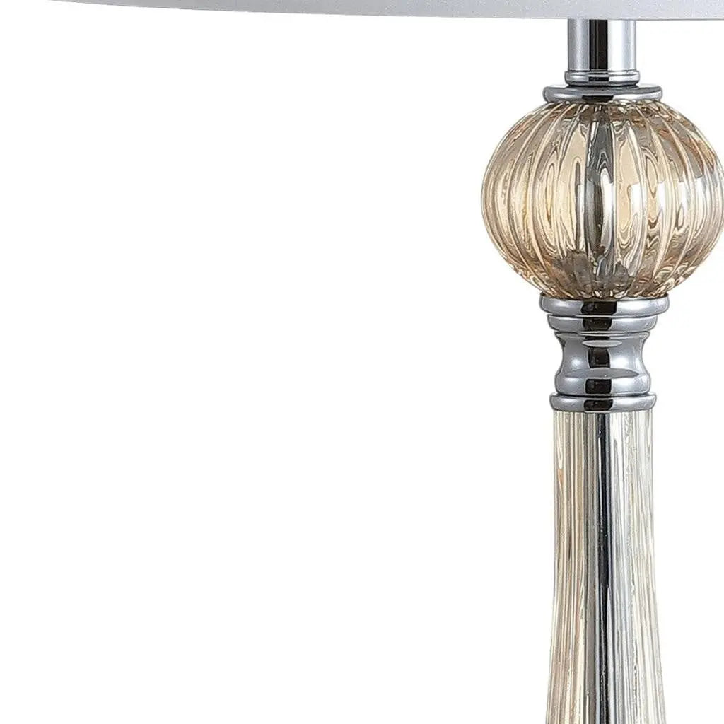Set of Two 33" Champagne Novelty Table Lamps With Globe Shades Homeroots Lighting