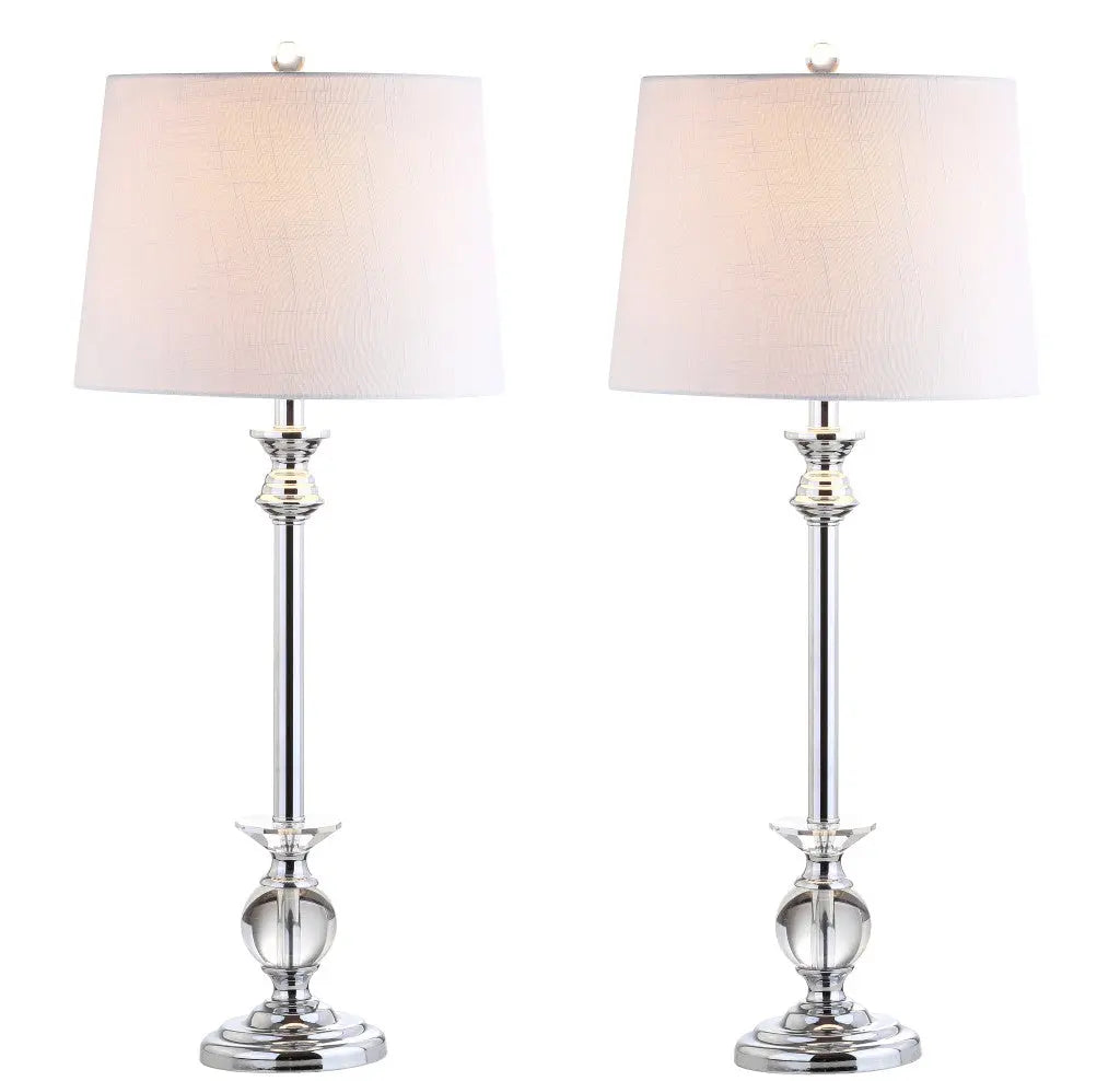 Set of Two 33" Silver Table Lamps With Drum Shades Homeroots Lighting