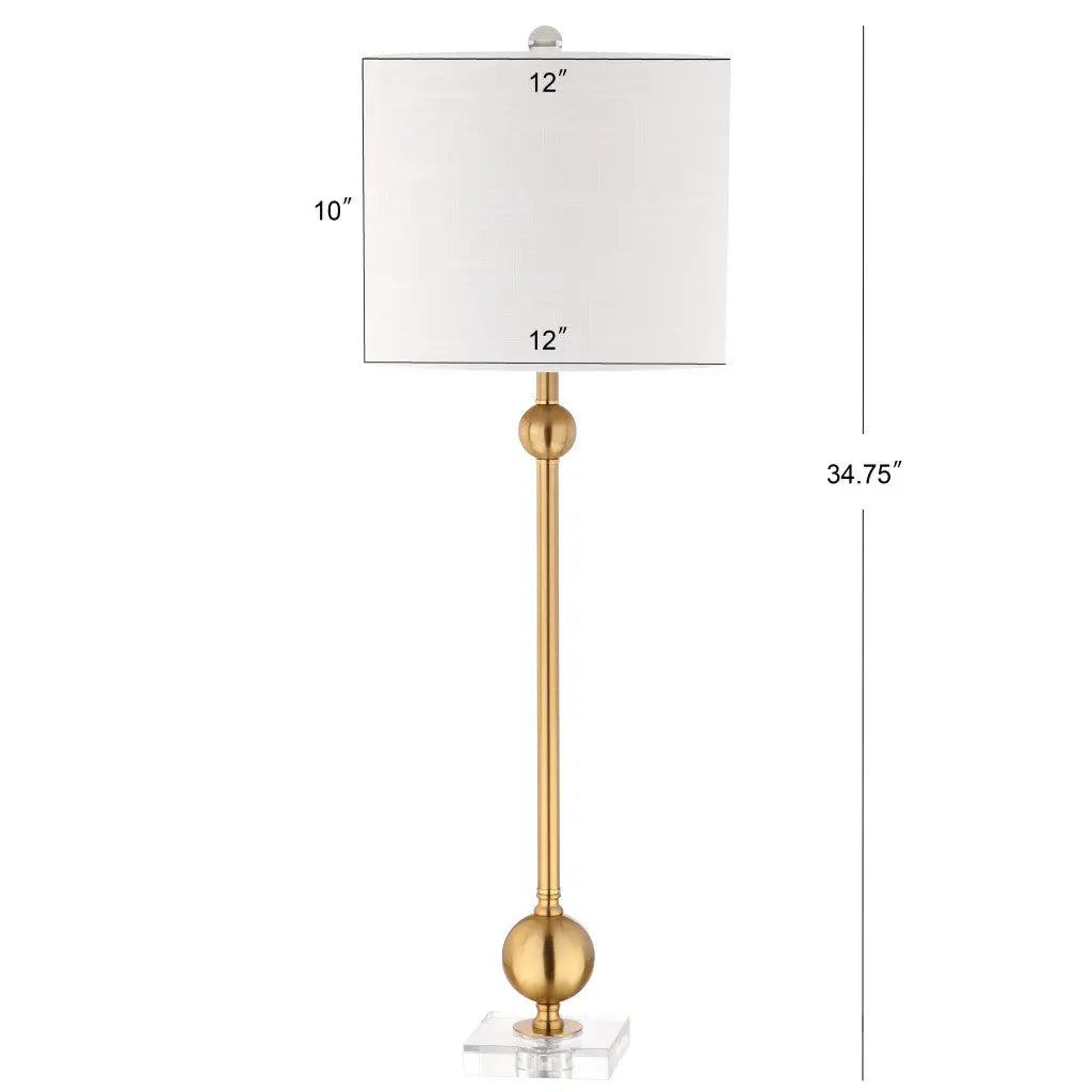 Set of Two 35" Clear And Brass Table Lamps With Drum Shades Homeroots Lighting
