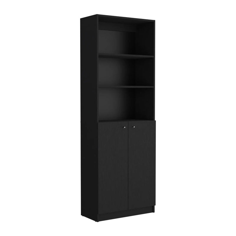 Set of Two 71" Black Bookcase With Two Doors Homeroots Office