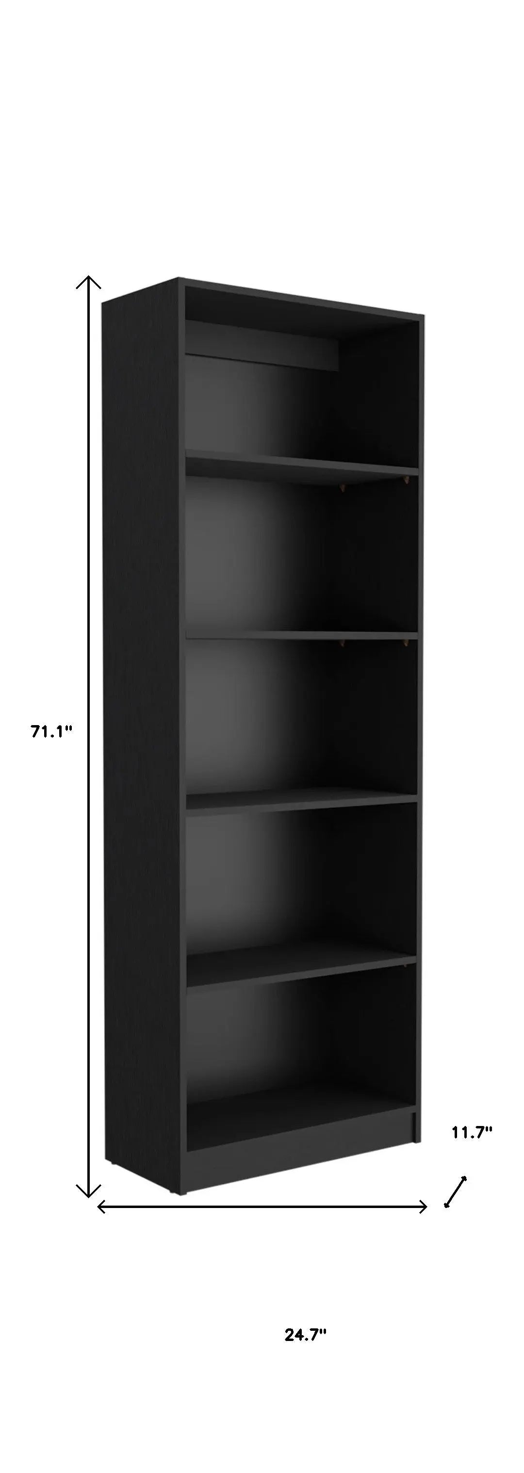 Set of Two 71" Black Five Tier Bookcase With Two Doors Homeroots Office
