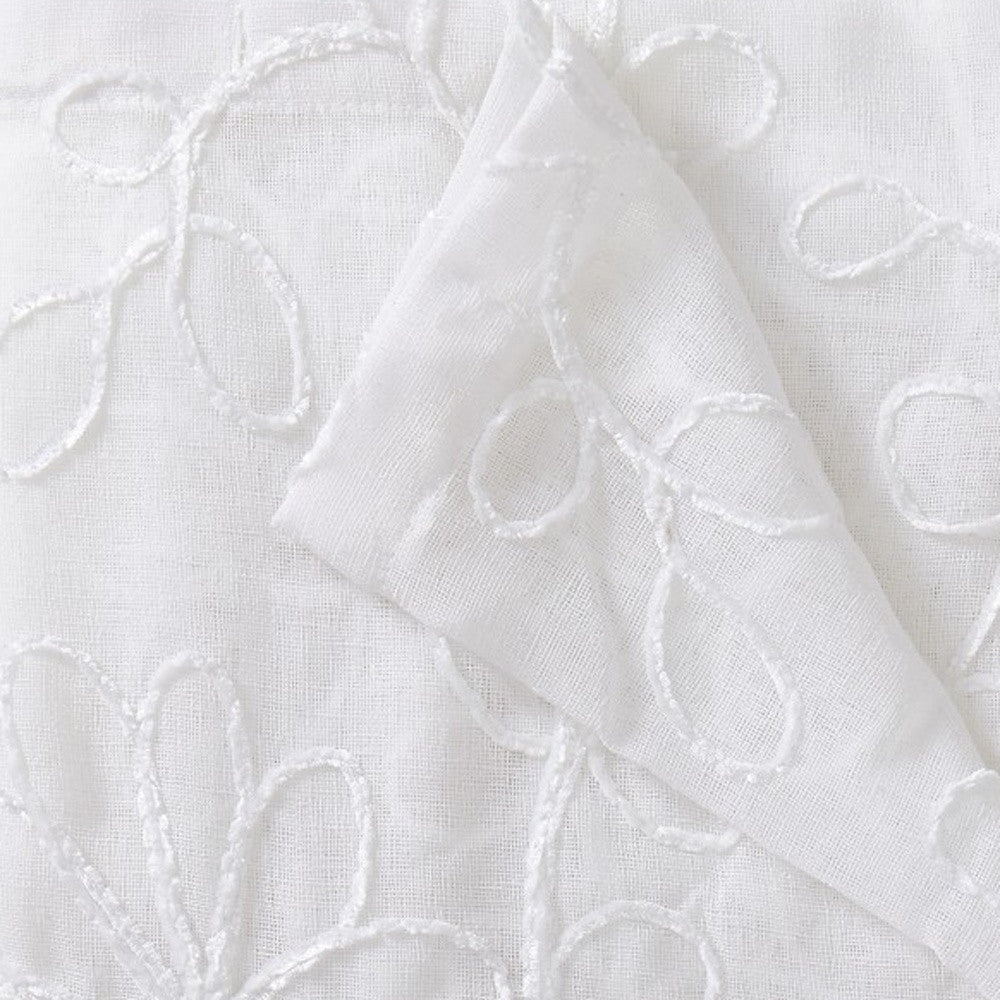Set of Two 96" White Floral Embroidered Window Panels Homeroots Home Decor