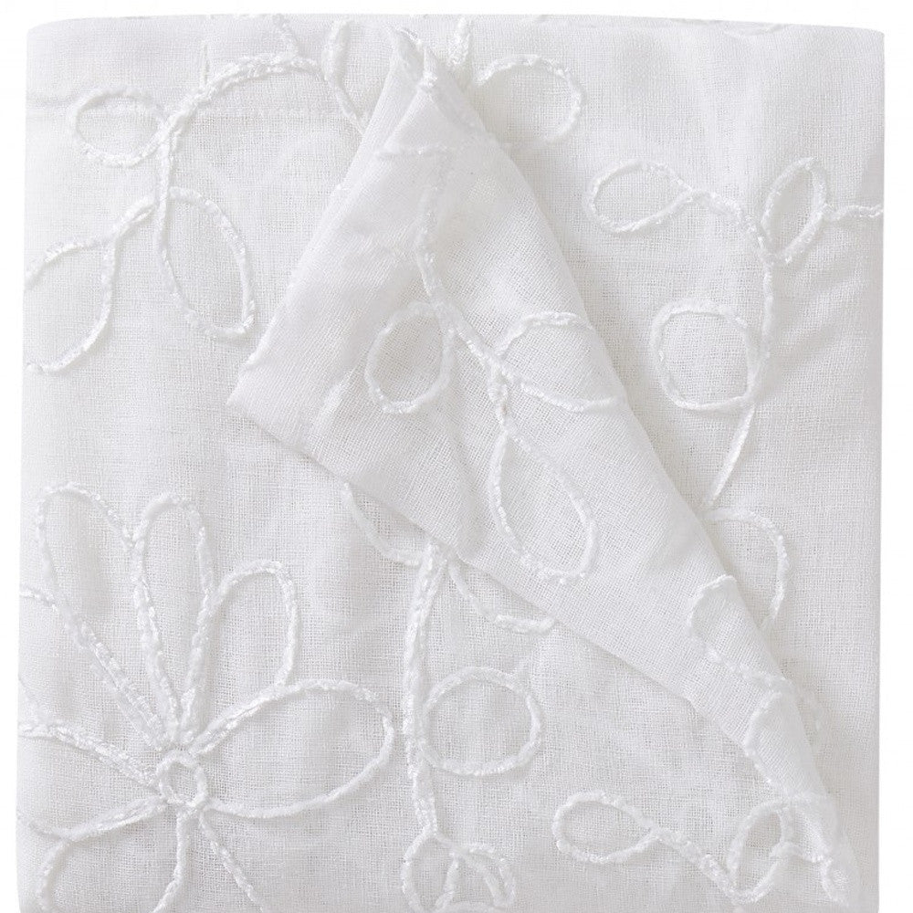 Set of Two 96" White Floral Embroidered Window Panels Homeroots Home Decor