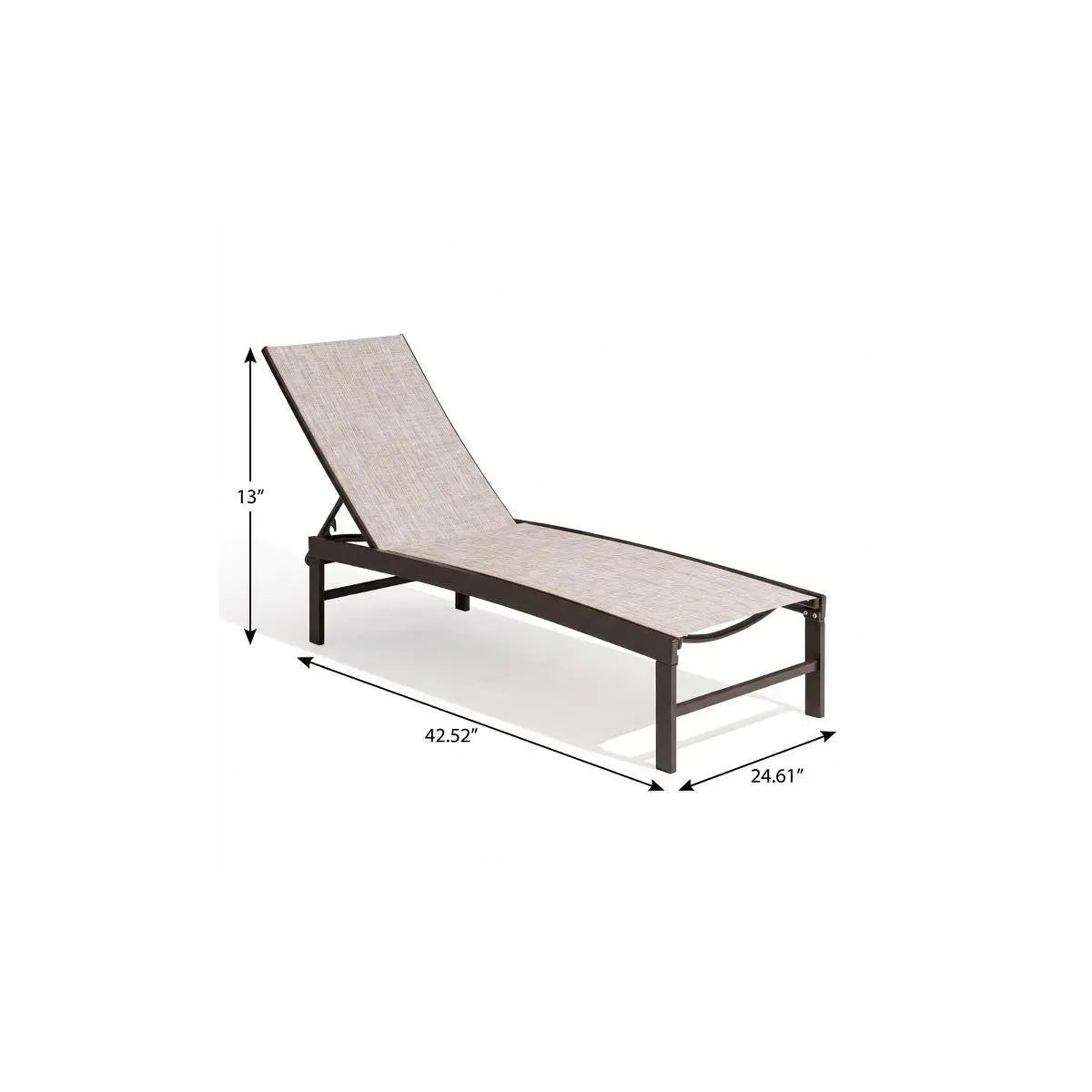 Set of Two Beige Aluminum Five Position Adjustable Outdoor Chaise Lounges Homeroots Outdoor