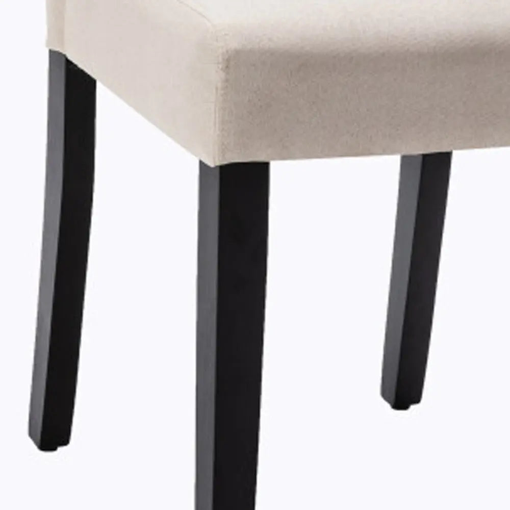 Set of Two Beige And Black Upholstered Polyester Dining Parsons Chairs Homeroots Kitchen & Dining