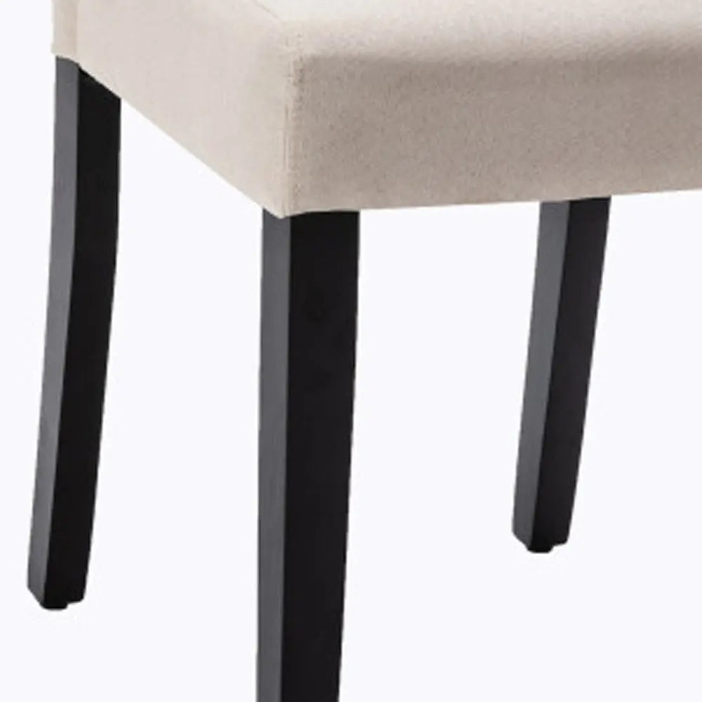 Set of Two Beige And Black Upholstered Polyester Dining Parsons Chairs Homeroots Kitchen & Dining