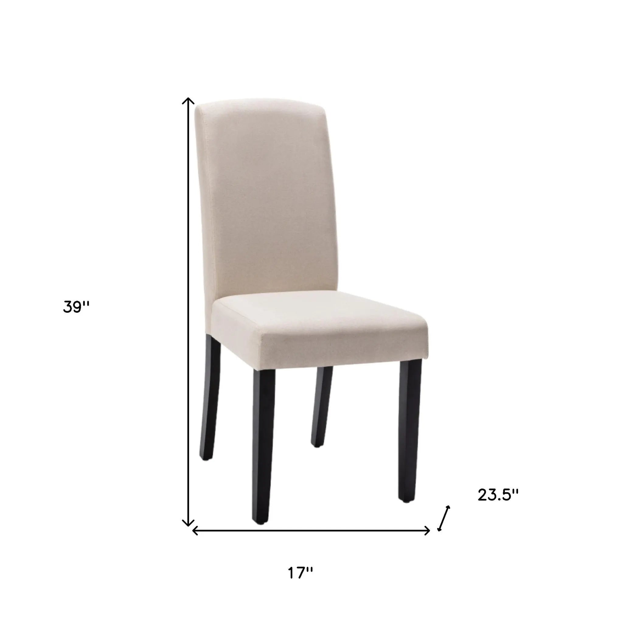 Set of Two Beige And Black Upholstered Polyester Dining Parsons Chairs Homeroots Kitchen & Dining
