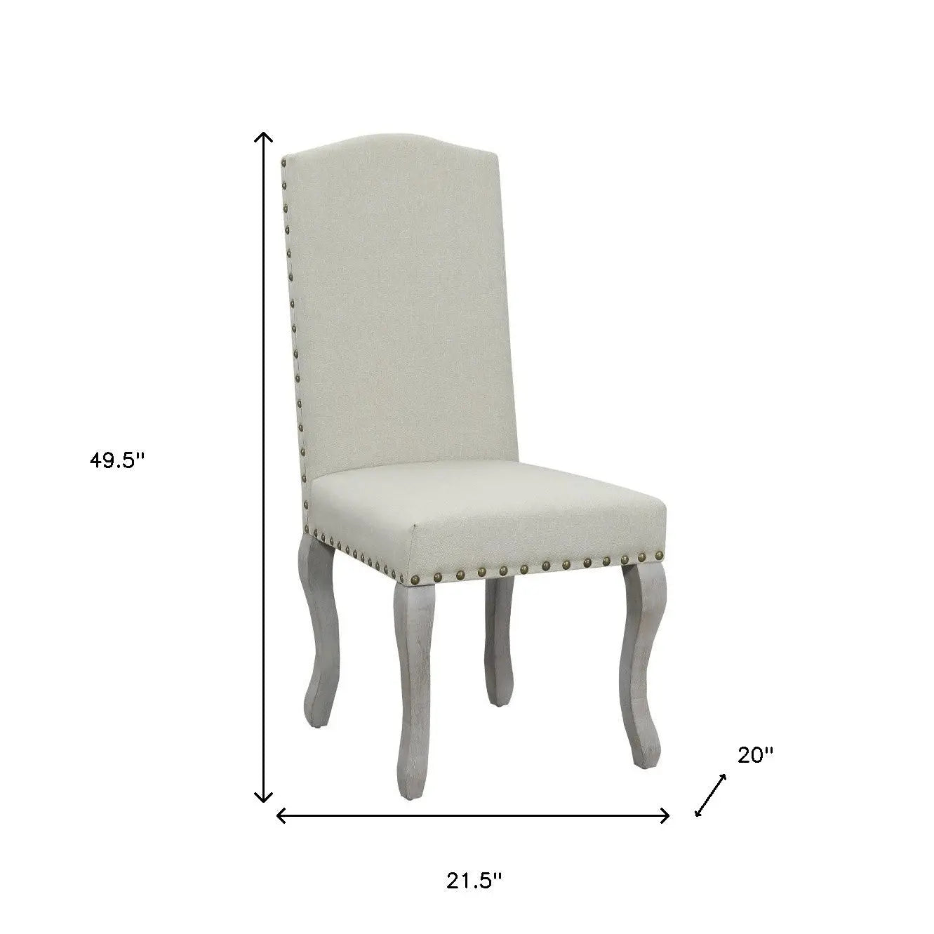 Set of Two Beige And Gray Upholstered Fabric Dining Parsons Chairs - GreatEagleInc