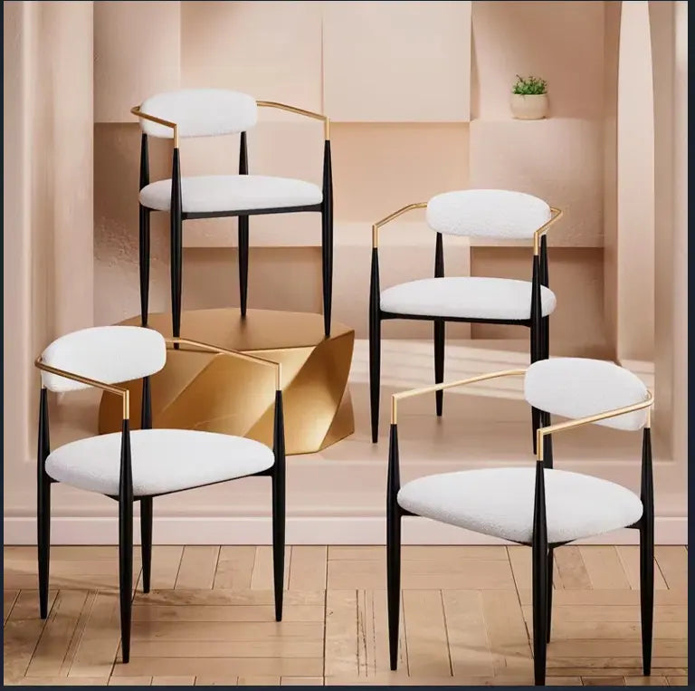 Set of Two Beige Gold And Black Fabric Partially Open Back Dining Arm Chairs Homeroots Kitchen & Dining