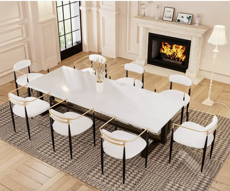 Set of Two Beige Gold And Black Fabric Partially Open Back Dining Arm Chairs Homeroots Kitchen & Dining