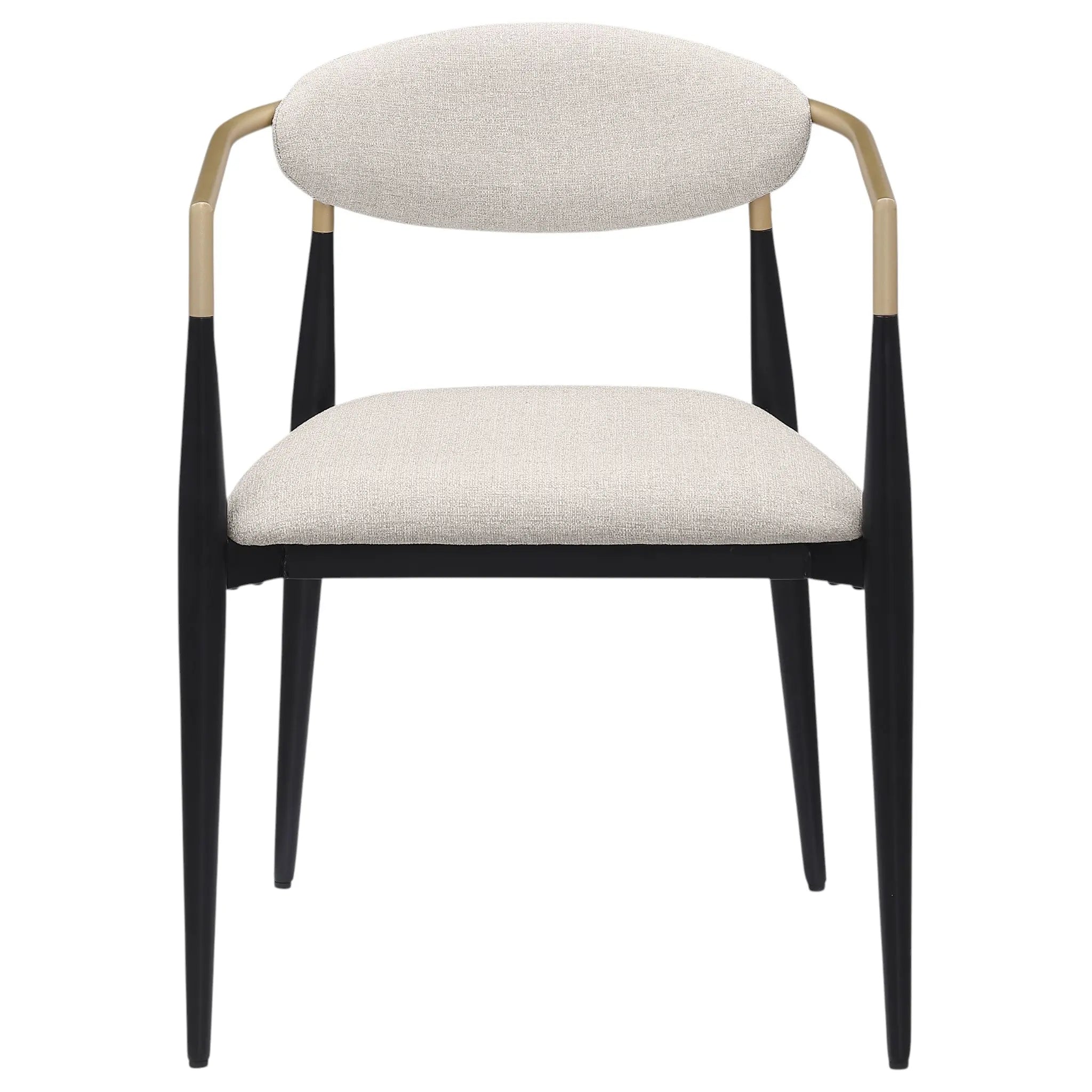 Set of Two Beige Gold And Black Fabric Partially Open Back Dining Arm Chairs Homeroots Kitchen & Dining