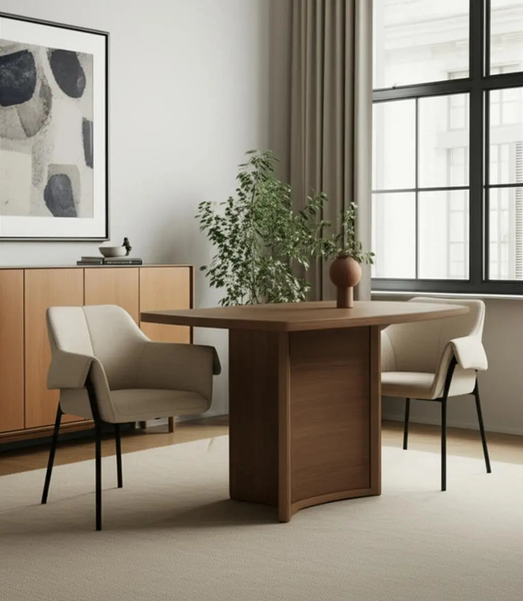 Set of Two Beige and Black Fabric Dining Arm Chairs Homeroots Kitchen & Dining