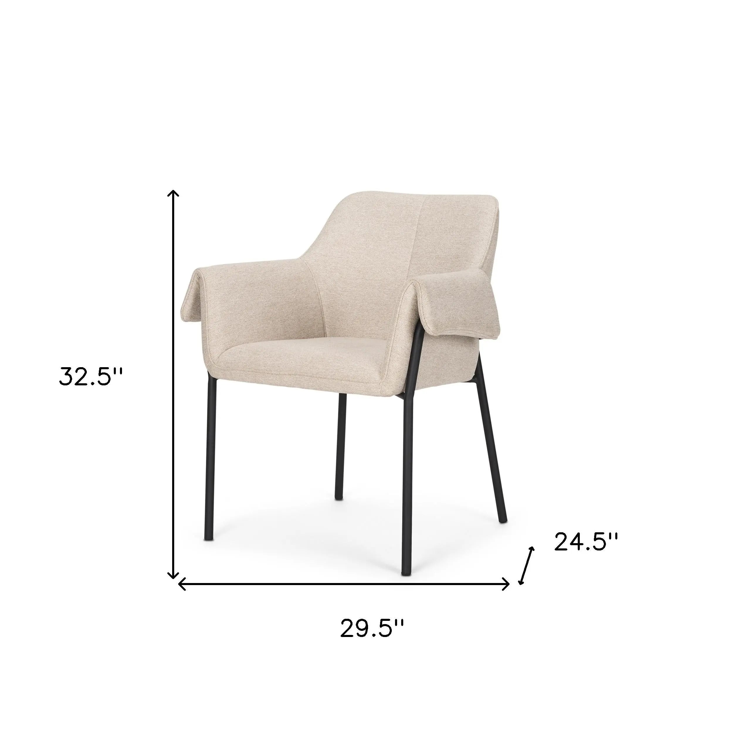 Set of Two Beige and Black Fabric Dining Arm Chairs Homeroots Kitchen & Dining