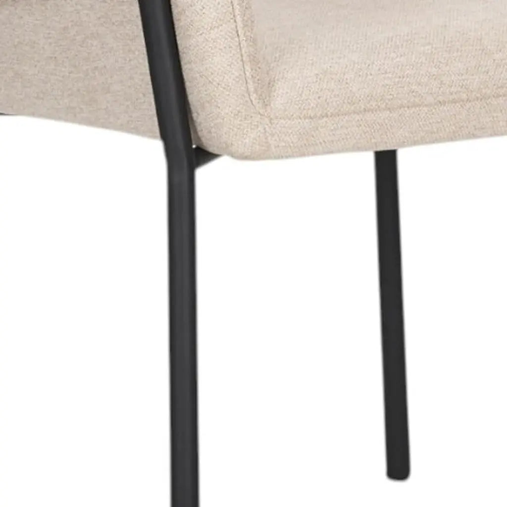 Set of Two Beige and Black Fabric Dining Arm Chairs Homeroots Kitchen & Dining