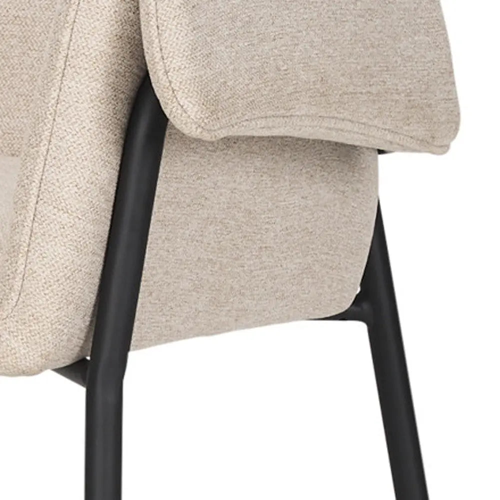 Set of Two Beige and Black Fabric Dining Arm Chairs Homeroots Kitchen & Dining