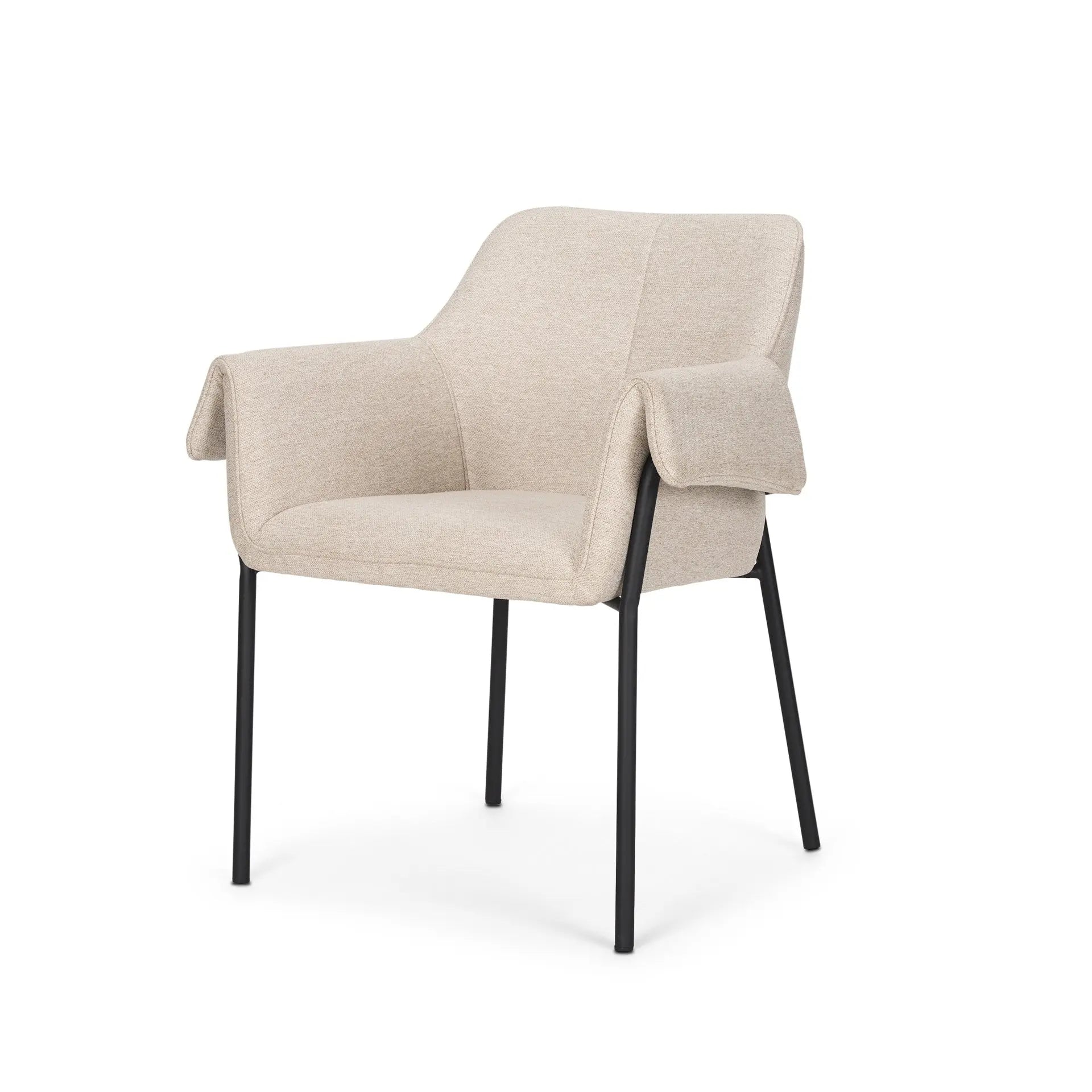 Set of Two Beige and Black Fabric Dining Arm Chairs Homeroots Kitchen & Dining