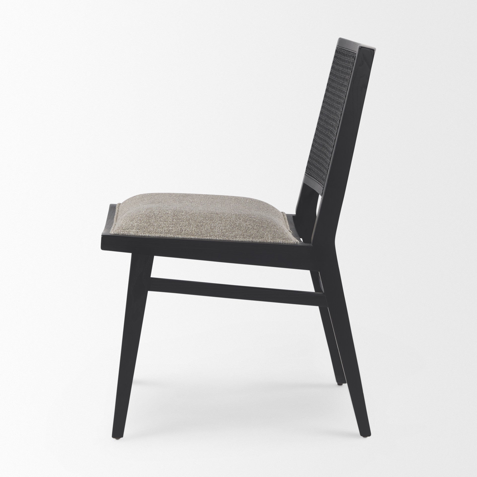Set of Two Beige and Black Fabric Dining Side Chairs Homeroots Kitchen & Dining