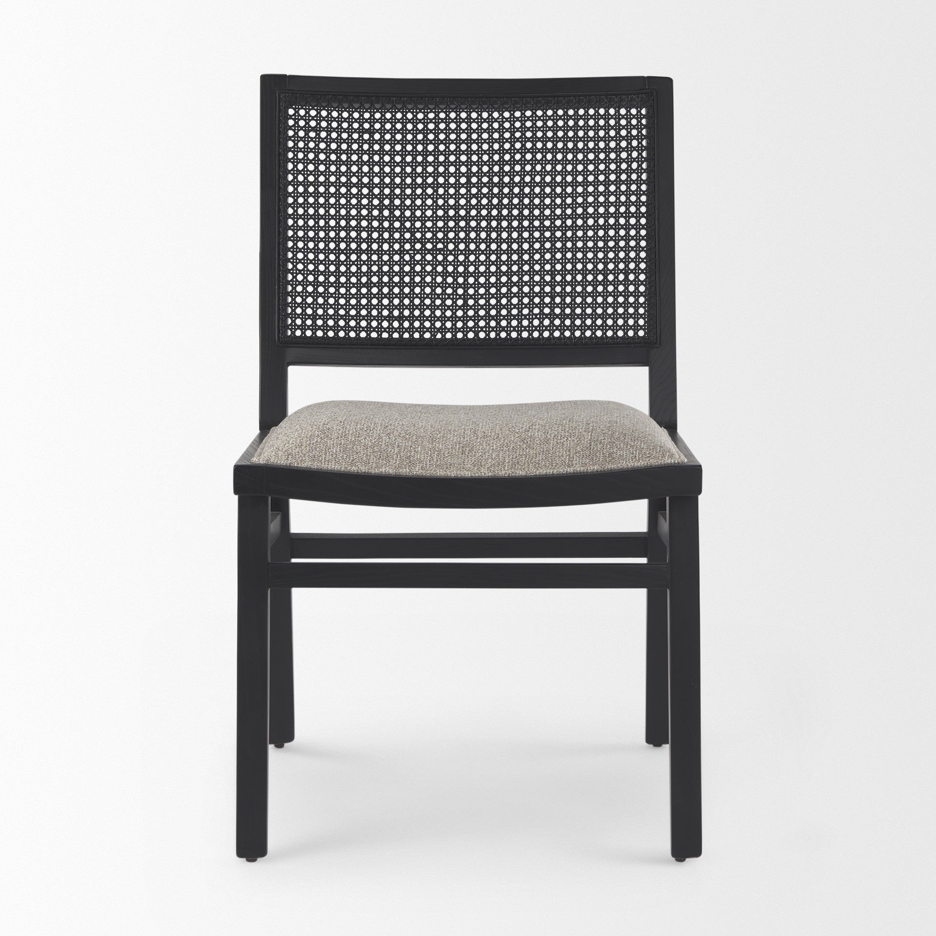 Set of Two Beige and Black Fabric Dining Side Chairs Homeroots Kitchen & Dining