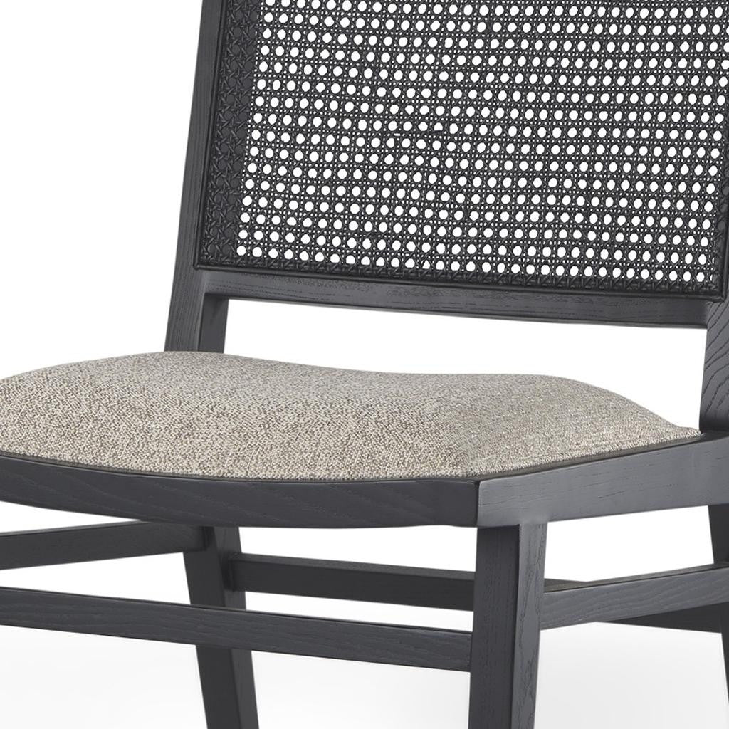 Set of Two Beige and Black Fabric Dining Side Chairs Homeroots Kitchen & Dining