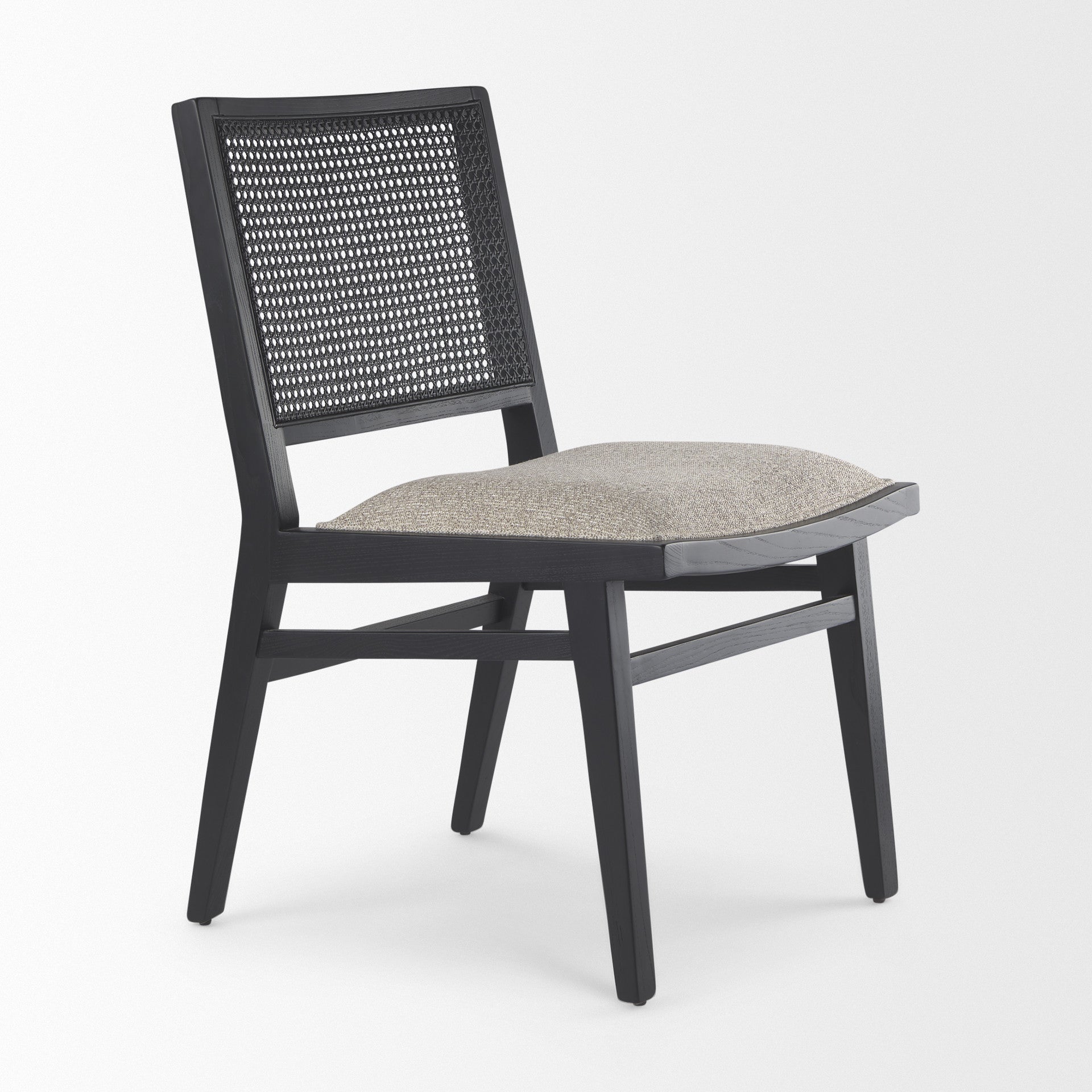 Set of Two Beige and Black Fabric Dining Side Chairs Homeroots Kitchen & Dining