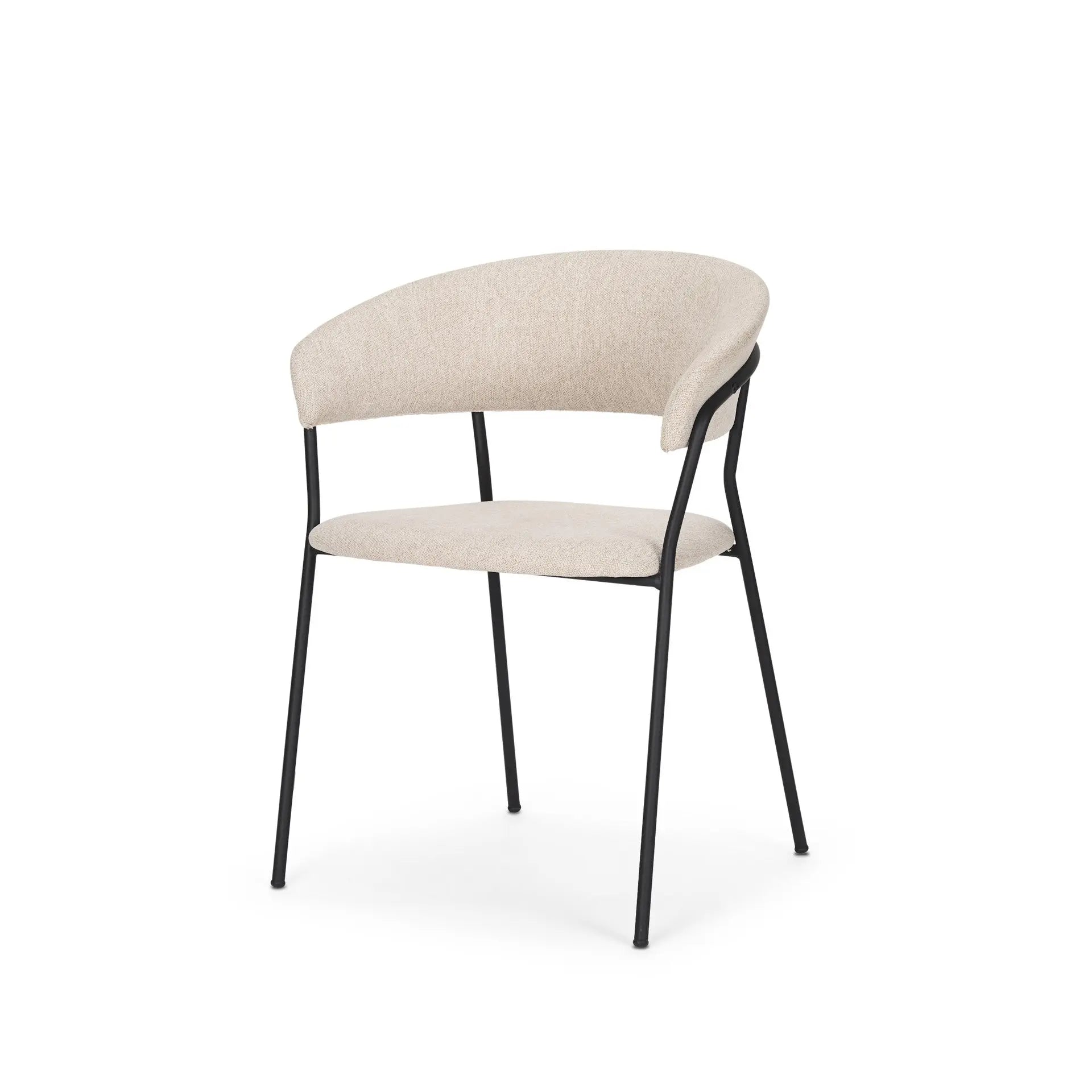 Set of Two Beige and Black Fabric Open Back Dining Arm Chairs Homeroots Kitchen & Dining