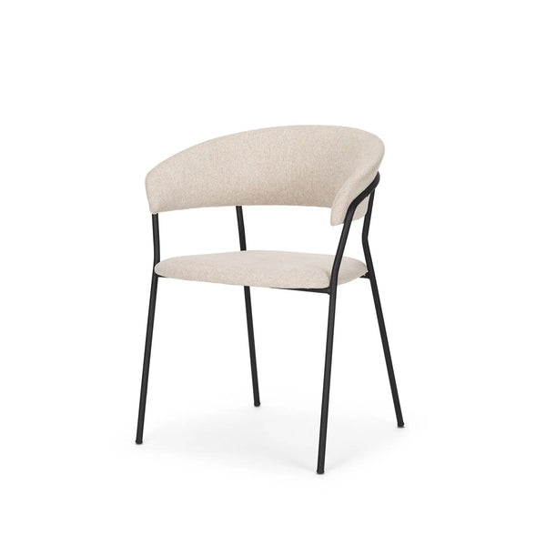 Set of Two Beige and Black Fabric Open Back Dining Arm Chairs Homeroots Kitchen & Dining