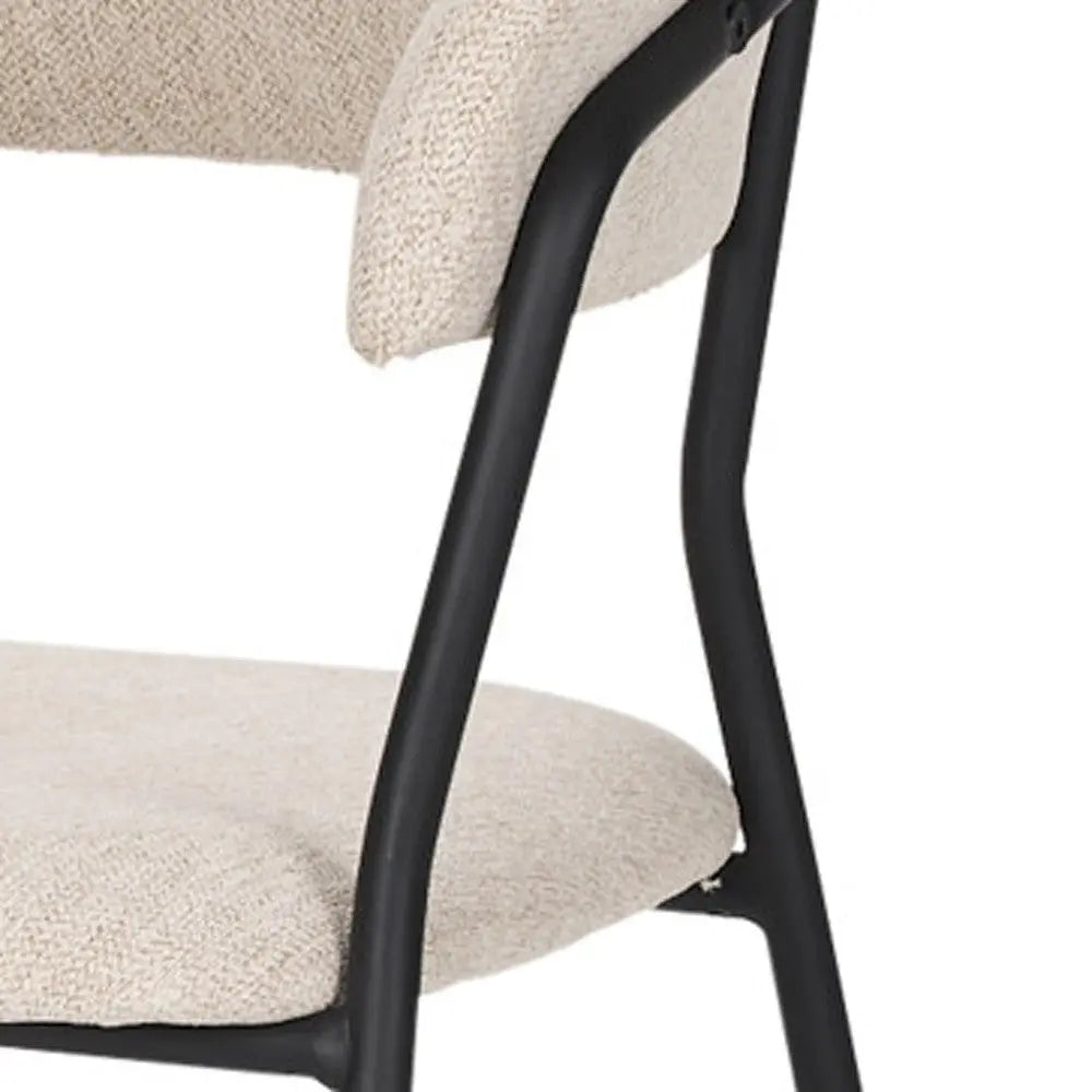 Set of Two Beige and Black Fabric Open Back Dining Arm Chairs Homeroots Kitchen & Dining