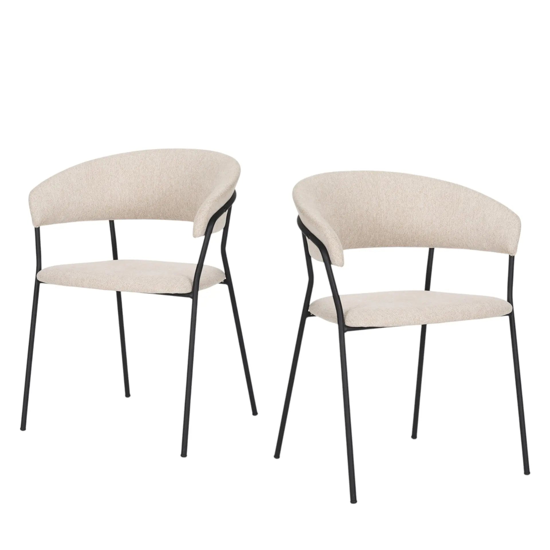 Set of Two Beige and Black Fabric Open Back Dining Arm Chairs Homeroots Kitchen & Dining